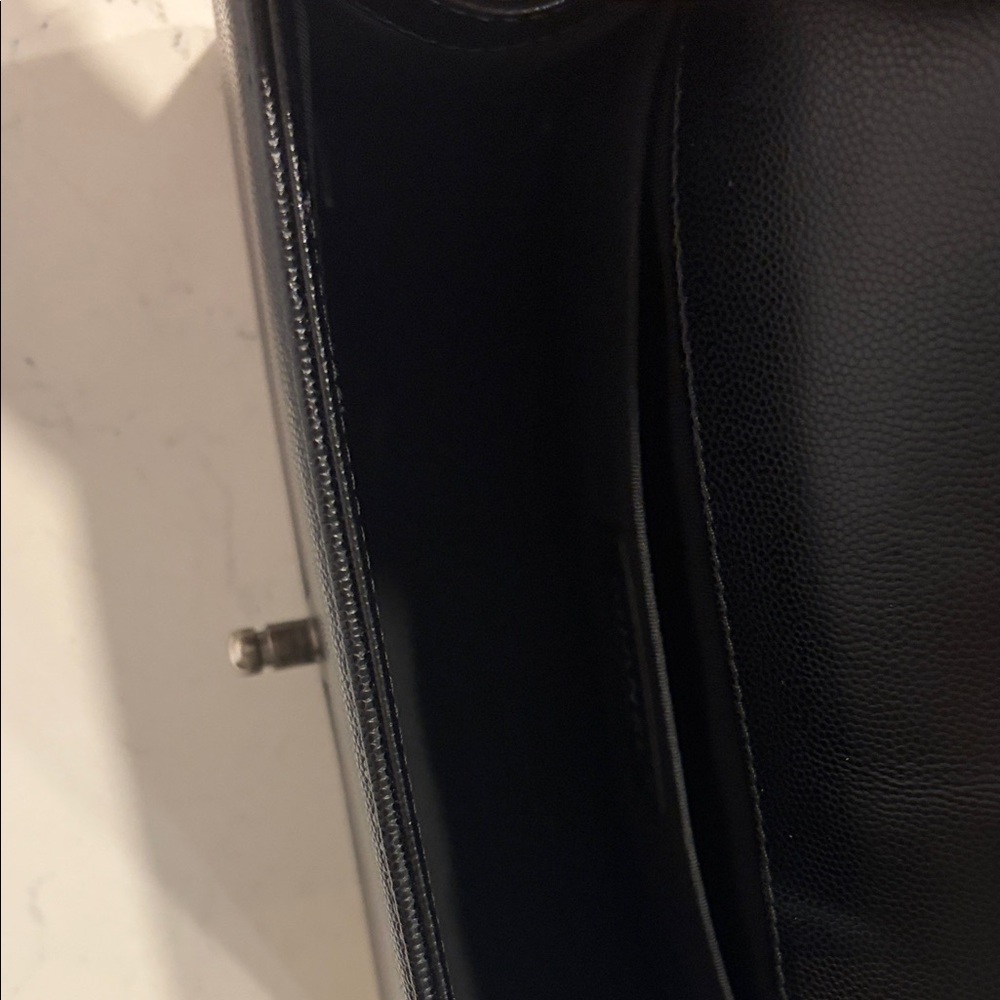 CHANEL Black Quilted Leather Bag with Silver Chain - Picture 6 of 8